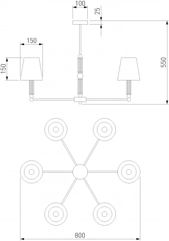 Потолочная люстра Wi-Fi на штанге Eurosvet Conso 60145/6 хром (220V, управление смартфоном, голосовое управление, умный дом - Minimir Home, Алиса, Маруся, Салют)