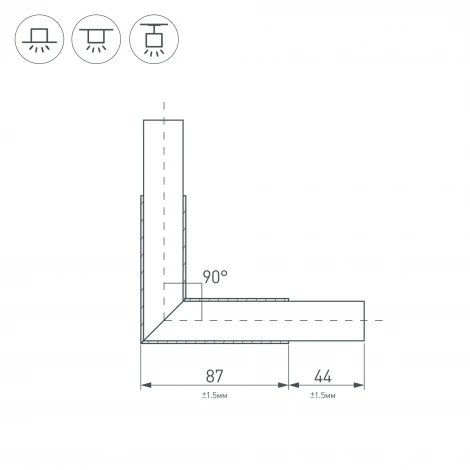 Угол PLS-LOCK-H25-L90 BLACK (с экраном MAT-L) (Металл) 031268 Arlight