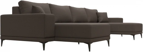 Диван П-образный Льюес (Коричневый/Рогожка) Лига Диванов арт.123925