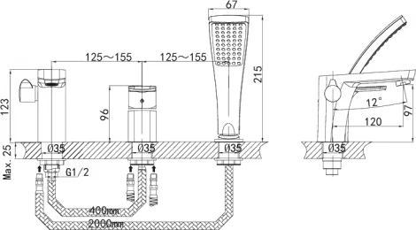 Смеситель D&K Berlin Freie DA1434901 на борт ванны