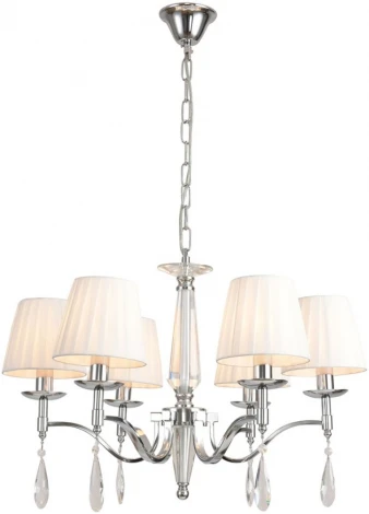 Подвесная люстра Lumion Magda 8316/6 хром/белый, металл/хрусталь/текстиль E14 6*40W 220V (на цепи)