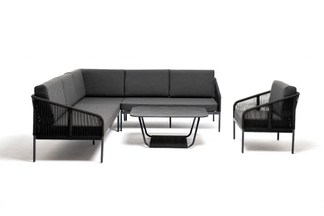 Модульная угловая лаунж-зона из роупа (веревки), цвет темно-серый 4SIS Канны KAN-S5C1T1-5-SET D-gray