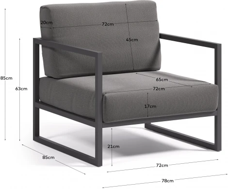 Comova Уличное кресло темно-серое с черным алюминиевым каркасом La Forma (ex Julia Grup) арт.145928