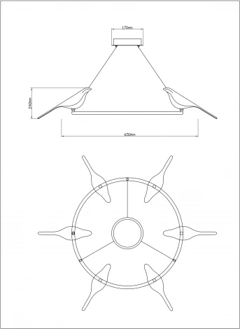 Подвесной светильник Divinare Summer 1188/06 LM-42 (LED, 220V, на тросе, кольцо, птички)
