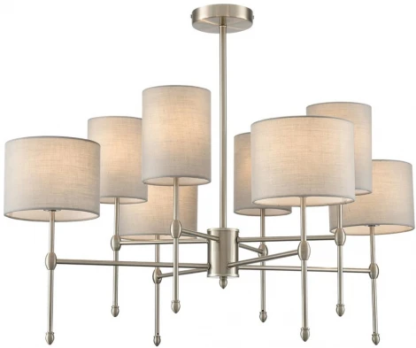 Потолочная люстра на штанге Lumion Latti 8262/8C металл/текстиль, никель/серый E14 8*40W 220V
