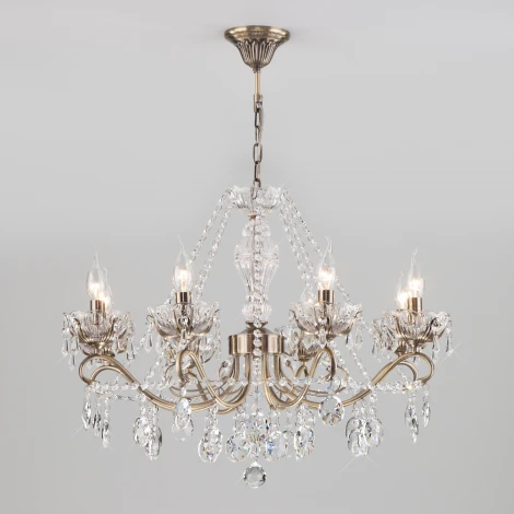 Подвесная люстра Eurosvet Teodore 10103/8 античная бронза/прозрачный хрусталь Strotskis