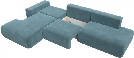 Диван угловой Лига-036 НПБ Модерн Лонг левый угол (Бирюзовый/Велюр) Лига Диванов арт.121425L