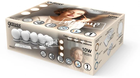 Светодиодный светильник для зеркал Gauss Makeup MK001 10W 780lm (220V, пульт управления)