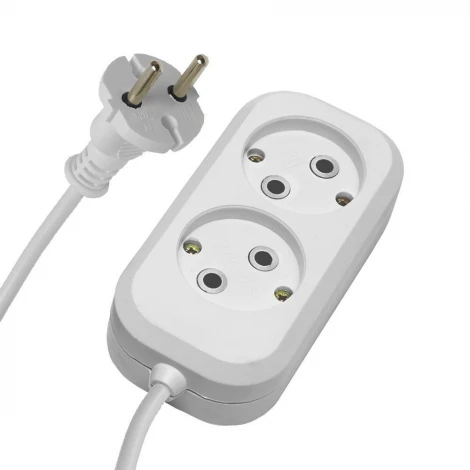 Удлинитель 2-х местный без заземления 3 метра (белый) Stekker Home 39202
