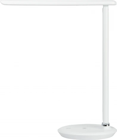 Офисная настольная лампа светодиодная складываемая с термометром будильником часами календарем с регулировкой цветовой температуры яркости и беспроводным ЗУ ЭРА NLED-505-10W-W (220V, сенсорный выключатель)