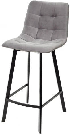 Полубарный стул CHILLI-QB SQUARE светло-серый #26, велюр / черный каркас (H=66cm)