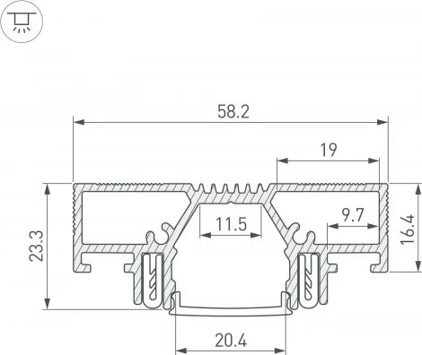 Профиль STRETCH-20-CEIL-D-CENTER-2000 WHITE (Arlight, Алюминий) 042948