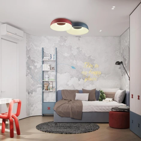 Потолочный светильник круглый Sonex Confy 7689/26L металл/акрил/белый/синий LED 26Вт 4000K D260 IP20 (220V, круглые)