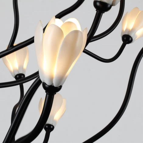 Подвесная люстра Odeon Light Gardi 5090/30 черный матовый/белый/фарфор G4 LED 30*5W (220V, на тросе, цветы)