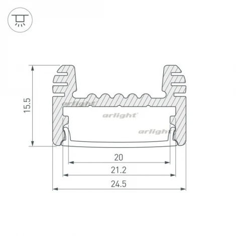 Профиль ARH-WIDE-H16-2000 ANOD (Алюминий) 018816 Arlight