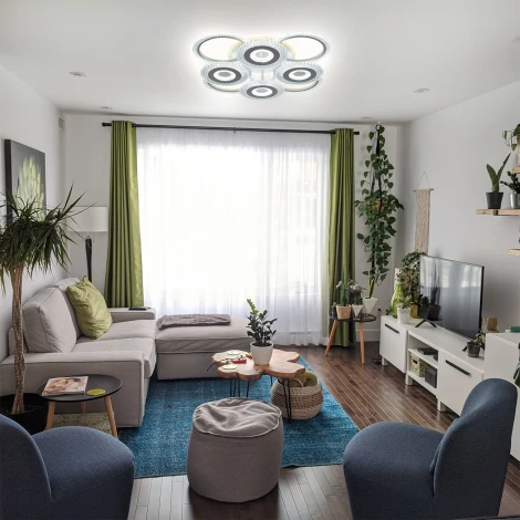 Потолочная люстра светодиодная Escada Klio 10276/8LED 135Вт, металл/акрил, белый (220V, пульт управления)