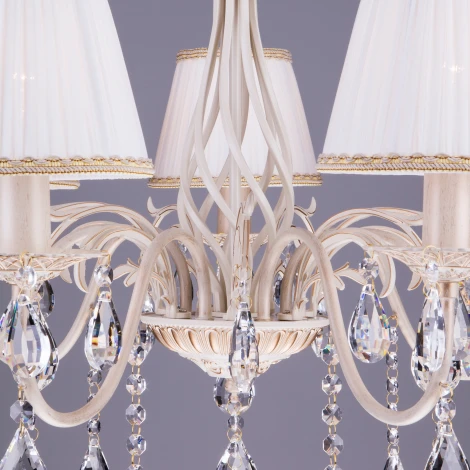 Подвесная люстра Eurosvet 3637 3637/7 белый с золотом / прозрачный хрусталь (220V, хрусталь Strotskis, на цепи)