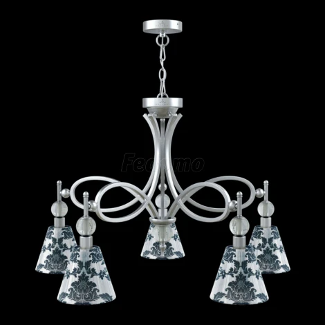 Люстра подвесная Lamp4you, 5 плафонов, хром с прозрачным, белым и черным