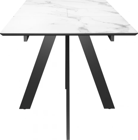 Стол DikLine DKD140, керамика 140(180)х80, мрамор белый матовый, опоры черные (2 уп.) арт.00-00076076