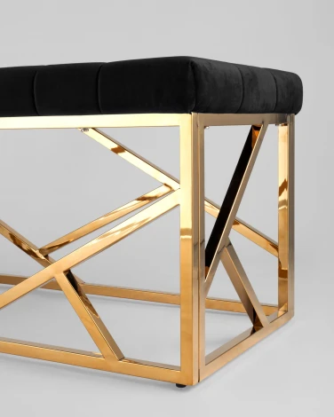 Банкетка-скамейка Stool Group АРТ ДЕКО велюр черный сталь золото УТ000001882