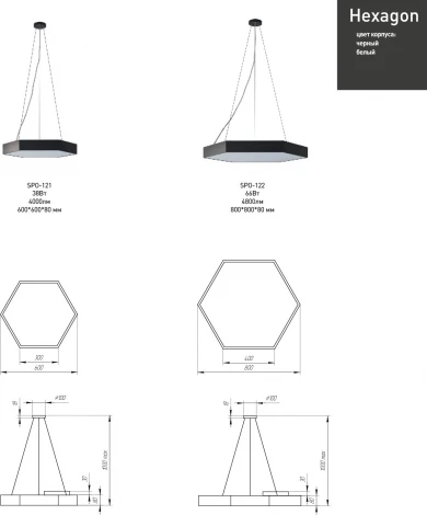 Подвесной светильник светодиодный ЭРА SPO-122-W-40K-066 (220V, на тросе, IP40)
