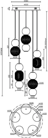 Подвесной светильник Maytoni Drop MOD273PL-L80CH3K (LED, 220V, на проводе, шарики, круглые)