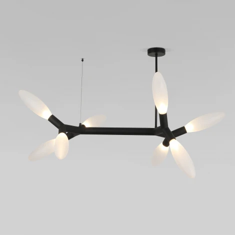 Потолочная люстра Wi-Fi на штанге Eurosvet Covalent 30180 черный (220V, управление смартфоном, голосовое управление, умный дом - Minimir Home, Алиса, Маруся, Салют, на тросе)