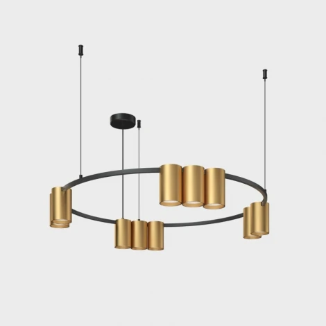 Подвесной светильник Denkirs Orbit DK4065-BK+SG 10xGU10 LED до 15 Вт, черный + сатинированное золото (220V, на тросе, кольцо)