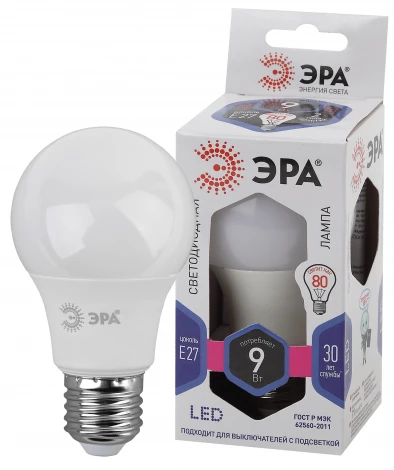 Лампочка светодиодная E27 9W ЭРА LED A60-9W-860-E27
