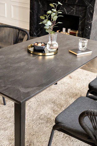 Обеденная группа на 4 персоны со стульями Милан, каркас темно-серый, роуп темно-серый 4SIS Венето VEN-CMIL4T1-5-SET D-gray