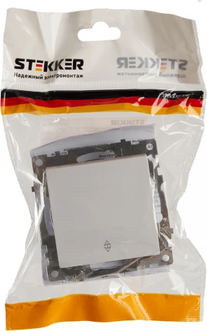 Переключатель одноклавишный (белый) Stekker Катрин 39572