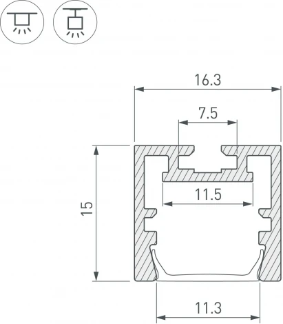 Профиль PDS-ZM-PLUS-2000 ANOD (Arlight, Алюминий) 035020