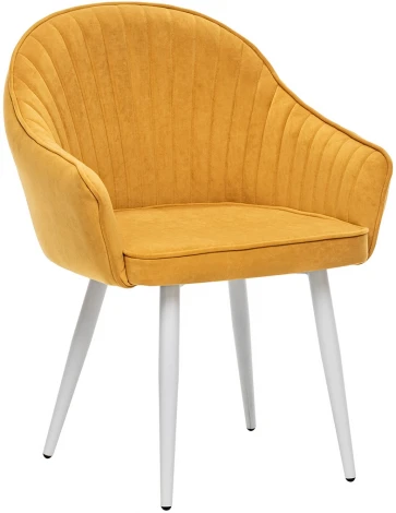 Стул с подлокотниками Вайд, каркас Белый, велюр Горчица 2500000185755 Leset