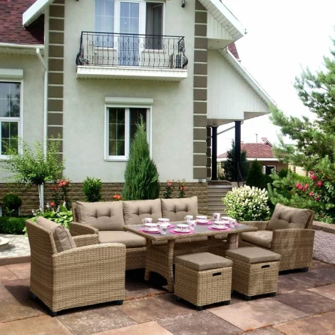 Комплект плетеной мебели AFM-310B Beige (Искусственный ротанг/Бежевый) Afina