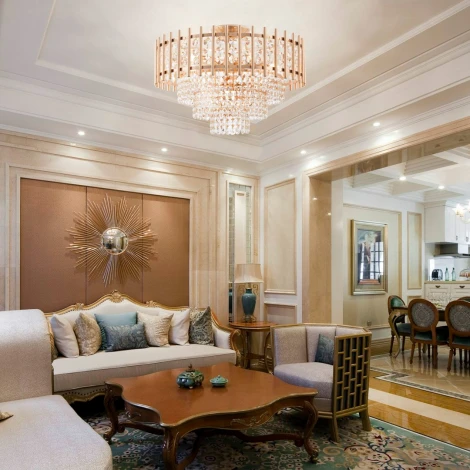 Потолочная люстра хрустальная на штанге Arte Milano Sorrento-6109 376109/7/30/490 GD (220V)