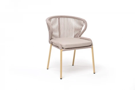 "Милан" стул плетеный из роупа, каркас алюминий (RAL1001), роуп бежевый круглый, ткань бежевая 4SIS арт.УТ-00004797