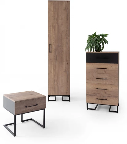 Шкаф 1-дв. Loft_Дуб табак (без полок)  R-Home арт.4009292h_Табак