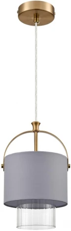 Подвесной светильник Lumion Jane 6592/1 латунь/серый, металл/текстиль, стекло E14 1*40W 220V (на проводе, круглые)