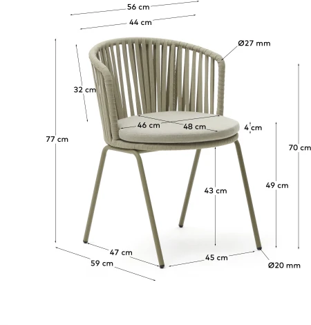 Saconca Садовый стул из шнура и стали с бежевой окраской La Forma (ex Julia Grup) арт.157205