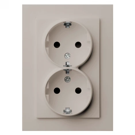 Розетка двойная со шторками (тауп soft touch) Jasmart G-Classic G5504T