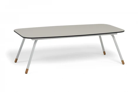 "Верона" журнальный стол из HPL 120х65, H40, каркас белый муар, цвет столешницы "крем" 4SIS CREАM-120-65-Al-VER-(9016MUA)-4sis