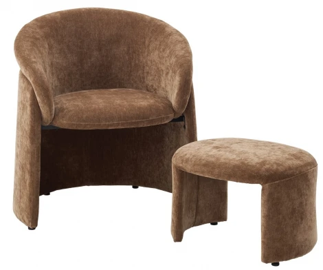 Кресло+оттоманка ХАГ (HUG) AT5139-13 Коричневый, ткань/ каркас металл в обивке, ®DISAUR M-City 64576