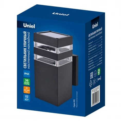 Настенный светильник уличный под лампу Е27 черный Uniel UUL-S23A 60W/E27 IP65 BLACK