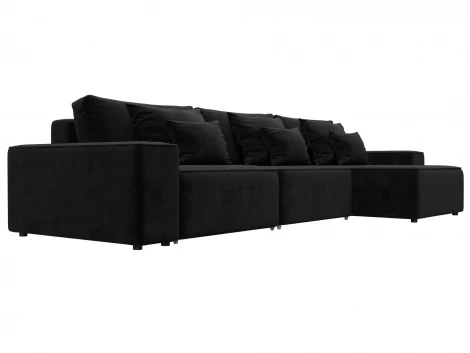 Диван угловой Лига-074 угол универсальный (ДСП/Пластик/Велюр/Черный) Лига Диванов 129865