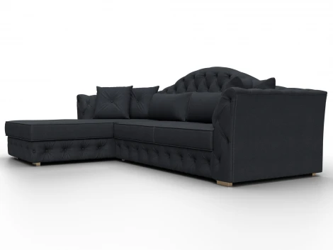 Диван угловой Артис левый угол (Брус,Рейка,Замша/Темно-серый) Лига Диванов 128038L