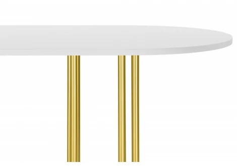 Кухонный стол Notta Хьюго О 180 х 90 белая шагрень пленка / золотые ноги
