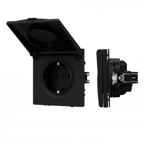 Механизм розетки влагозащищённый SCT-NOBE-MCP-SFPL-BK (230V, 16A) (Arlight) 054281