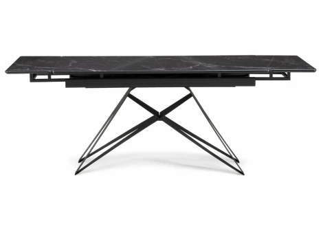 Кухонный стол Notta Блэкберн 140(200)х80 черный мрамор / черный
