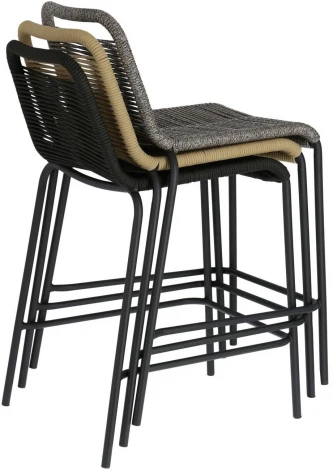 Барный стул La Forma (ex Julia Grup) Lambton (Черный,Бежевый,Коричневый/ Металл,Веревка,Сталь)