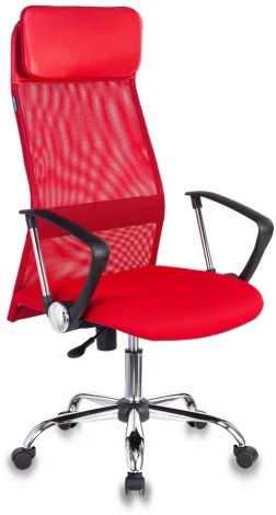 Кресло руководителя Бюрократ KB-6N красный TW-35N TW-97N сетка/ткань с подголов. крестовина металл хром